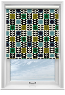 Orla Kiely Spot Flower Stem, Blue & Green - Twist&Fit Roller Blind